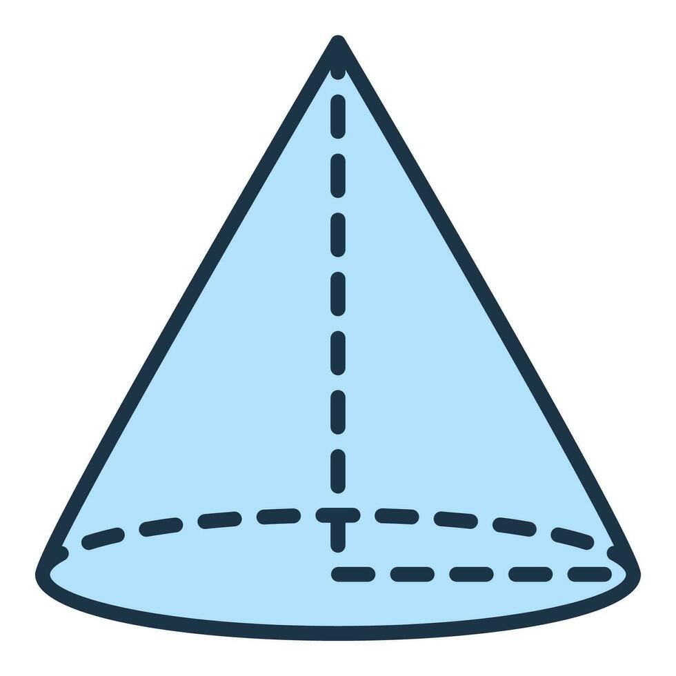 Cone vector Geometry and Mathematics concept blue icon or symbol
