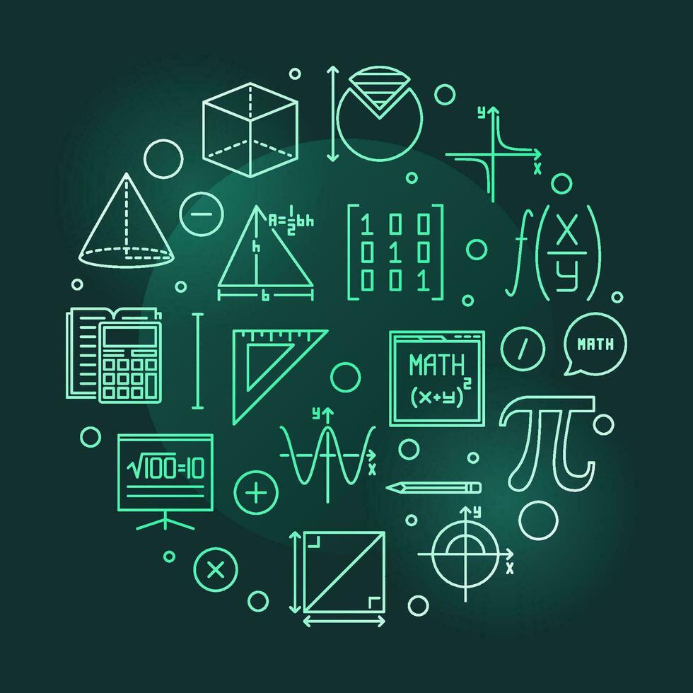 Back to School thin line round colored banner - vector concept illustration
