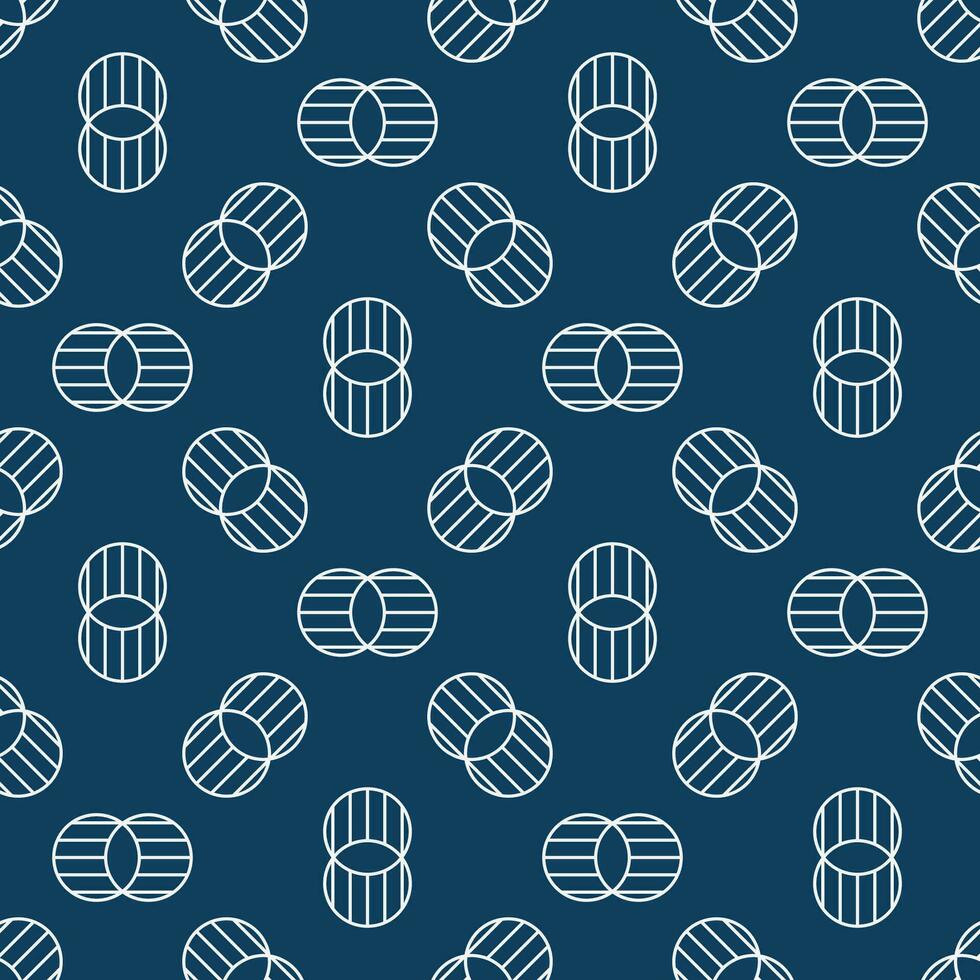 Intersecting Circles vector merge concept blue line seamless pattern