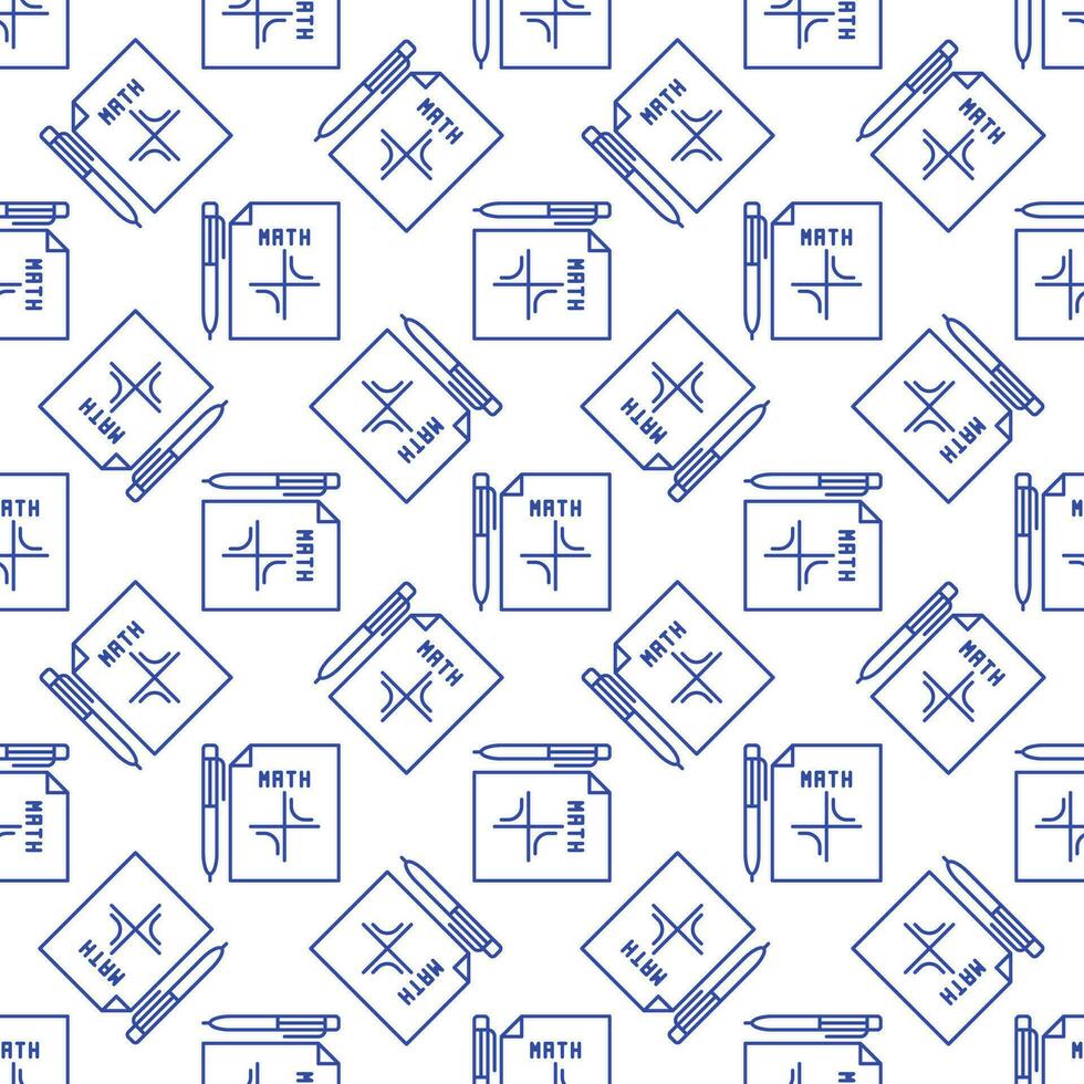 Math Paper with Pen vector Mathematics concept line seamless pattern