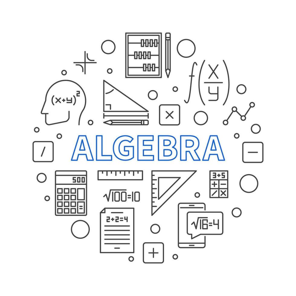 álgebra concepto línea redondo bandera. vector circular mínimo ilustración