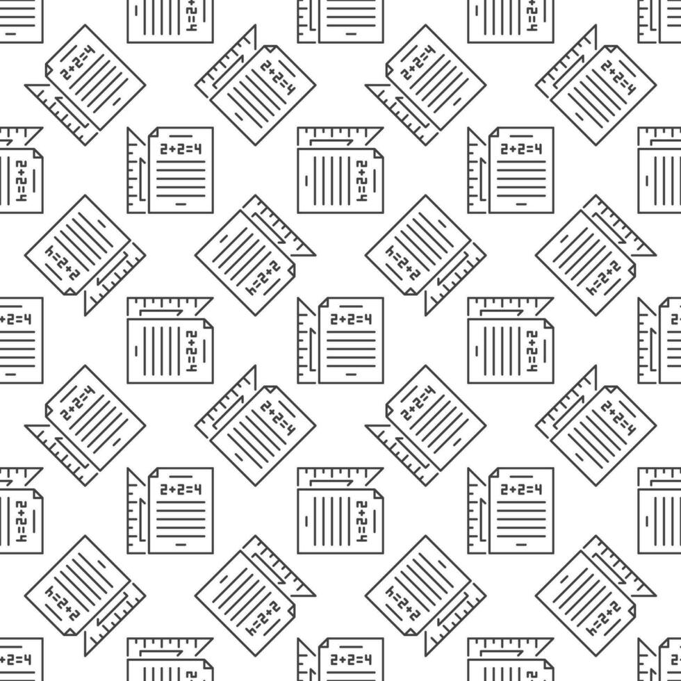 Math Sheet of Paper with Triangle vector outline minimal seamless pattern