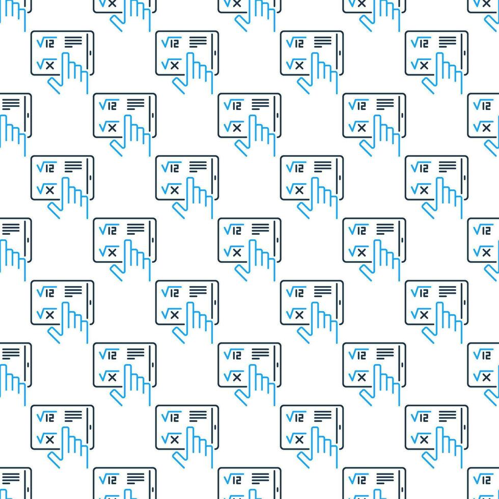 Math Education on Tablet Device vector Online Mathematics Learning colored seamless pattern