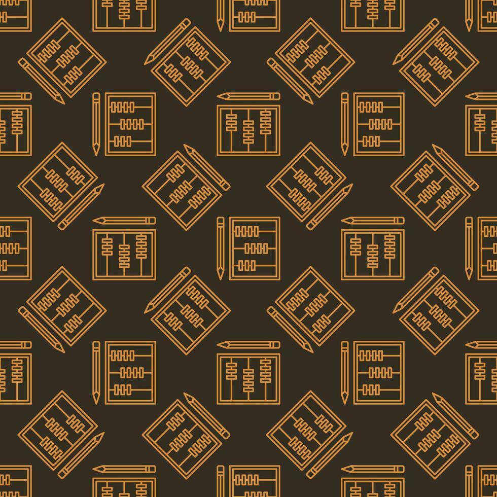Math School Abacus with Pencil vector Education outline seamless pattern