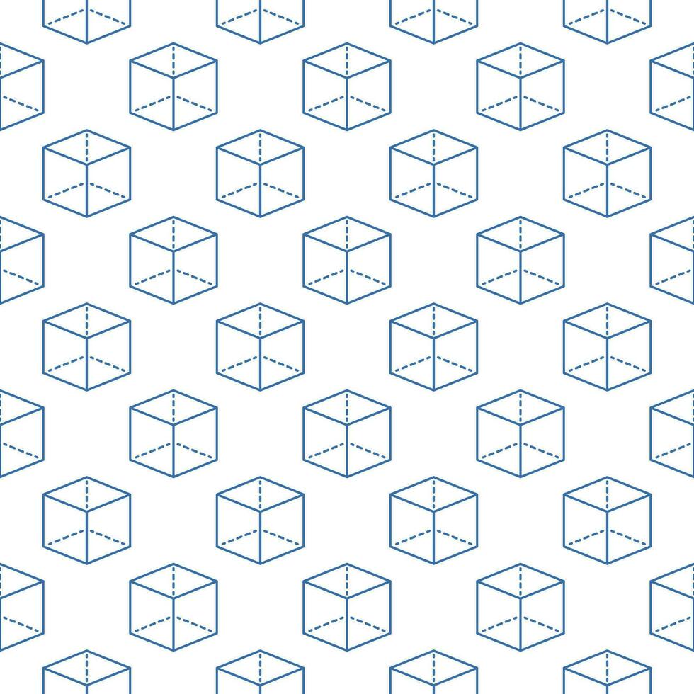 Cube vector concept minimal thin line seamless pattern