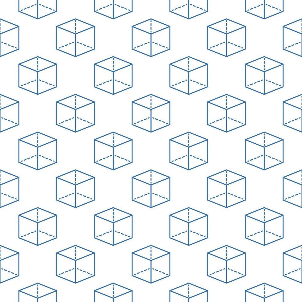 Cube vector concept minimal thin line seamless pattern