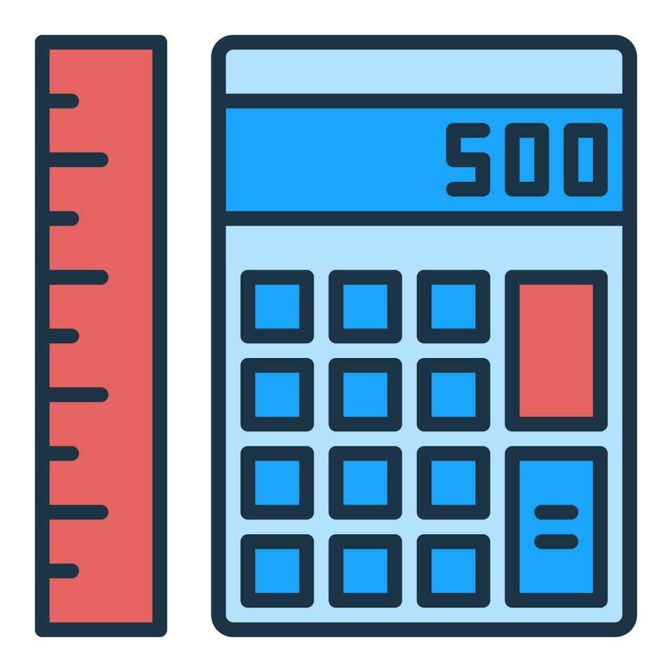 Calculator with Ruler vector Mathematics concept colored icon or symbol
