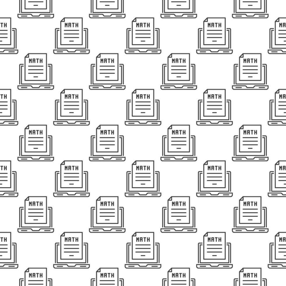 Math Paper with Laptop vector Mathematics concept outline seamless pattern