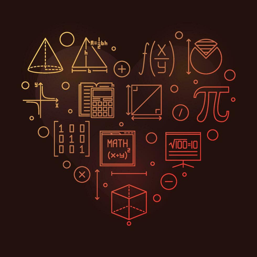Back to School vector line heart shaped colored banner - Science concept illustration