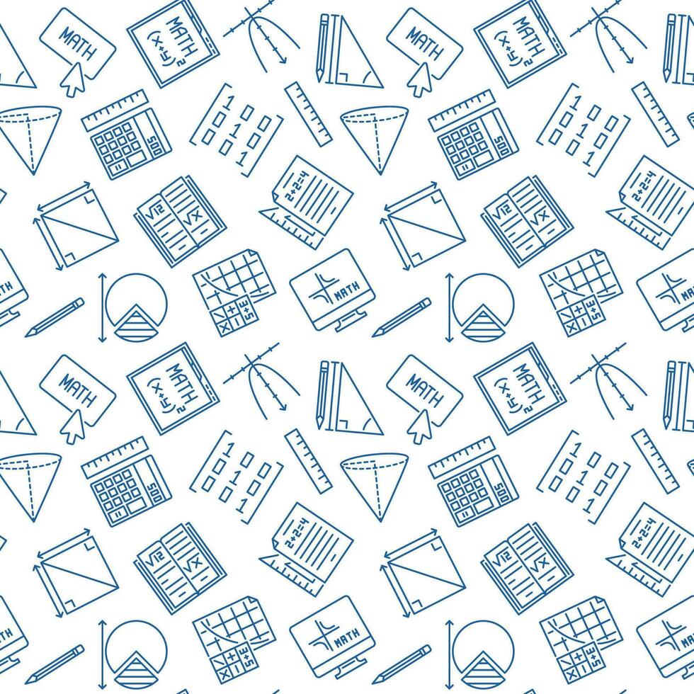 Mathematics outline minimal seamless pattern - Math Education vector ...