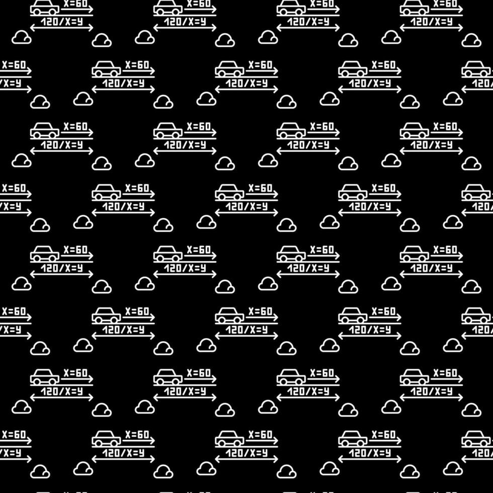 Illustrative Mathematics Task with Car vector concept dark outline seamless pattern