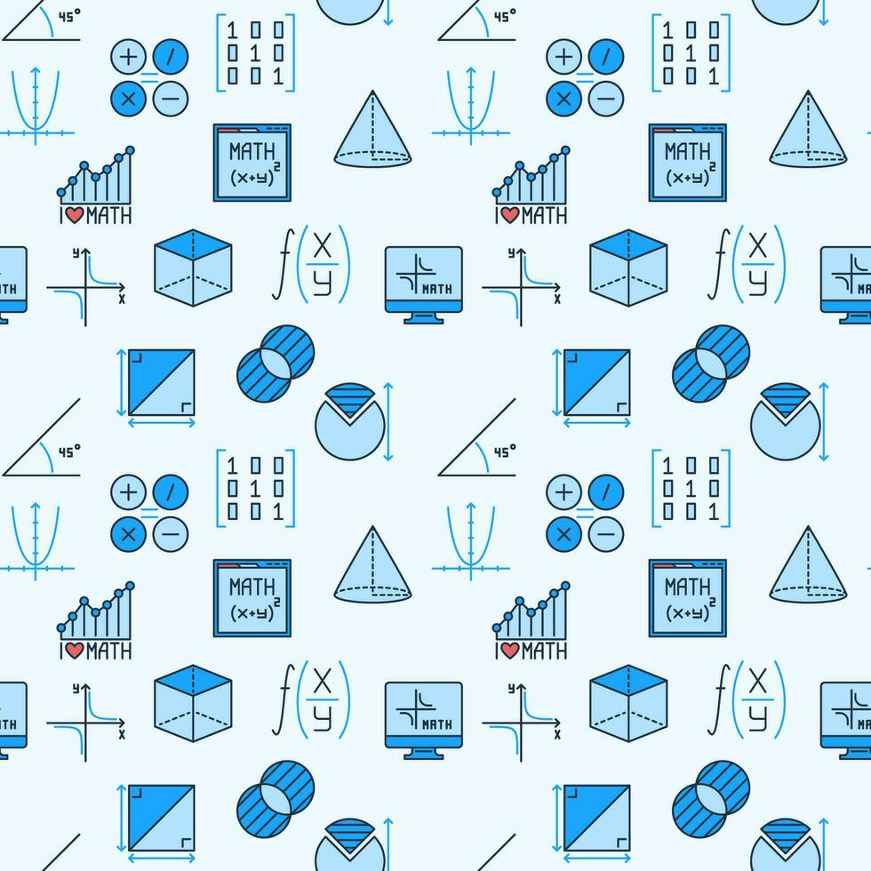 Mathematics blue seamless pattern - Science vector creative background
