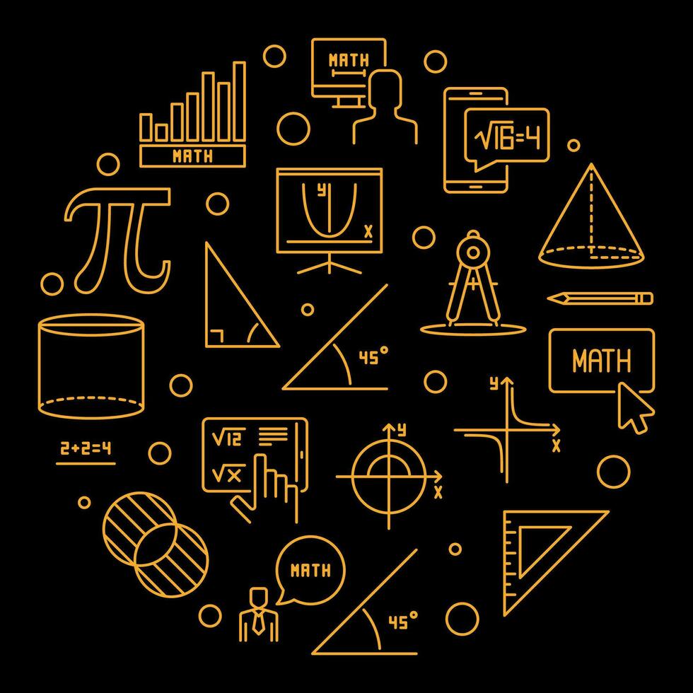 Mathematics Education concept vector line circle shaped banner - Math Circle illustration