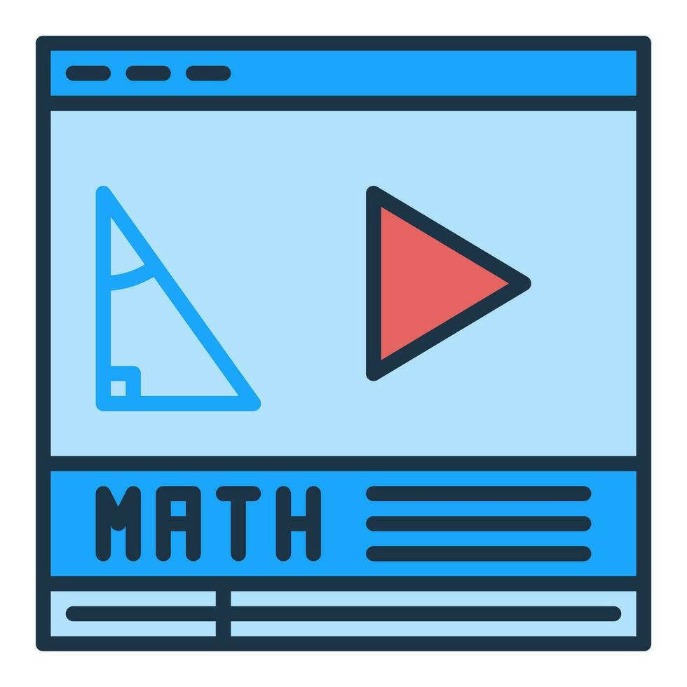 Math Online Video vector Mathematics Science learning concept colored icon
