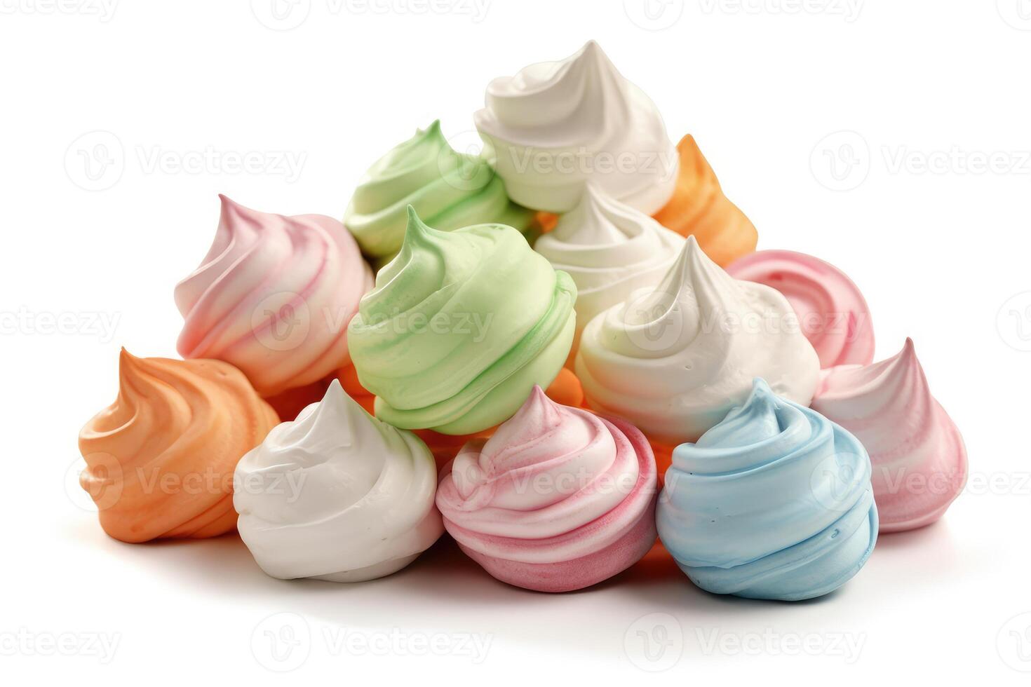 stock photo of meringue cookies isolated white background professional food photography