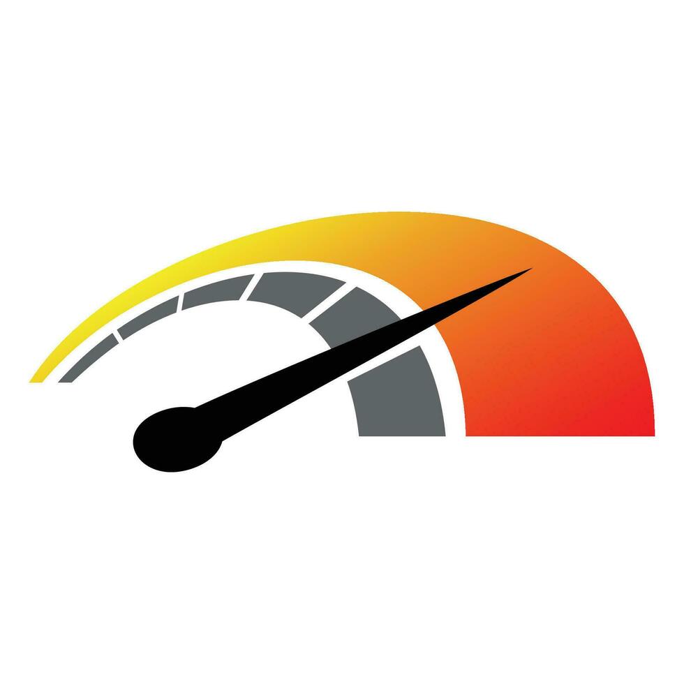 colorful speedometer icon. speed meter, heating and temperature scale vector illustration.