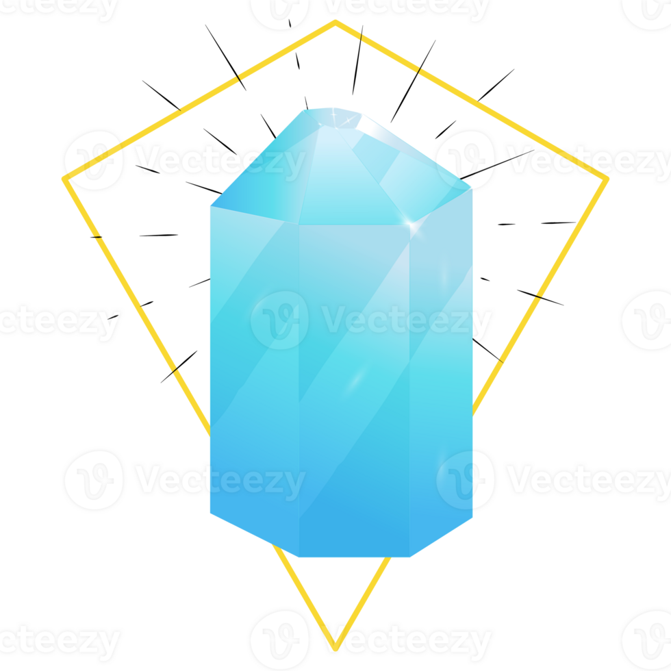 Crystal. Curative Transparent Healing Quartz. Gradient Clear Bright Gem with Frame. Magic Stone png