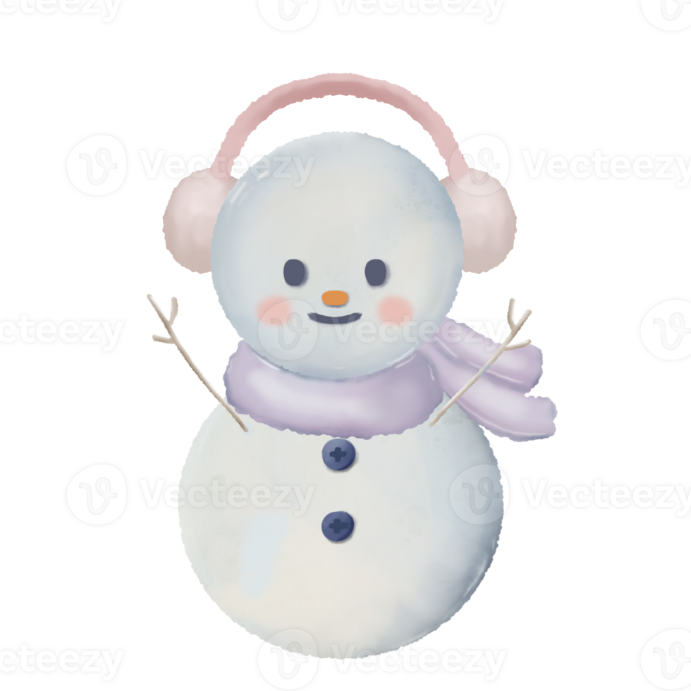 Snowman with different poses watercolor hand drawn illustration png