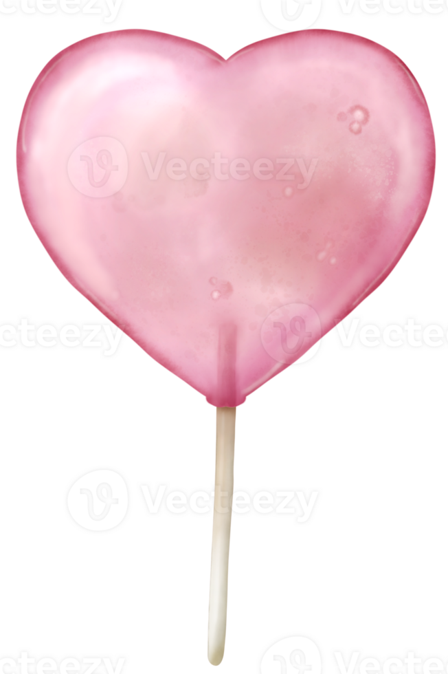 Heart shaped suckers pastel Watercolor handdrawn drawing illustration png
