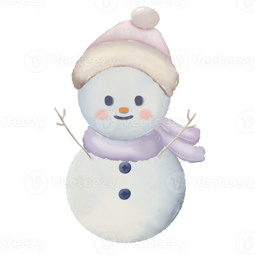 Snowman with different poses watercolor hand drawn illustration png