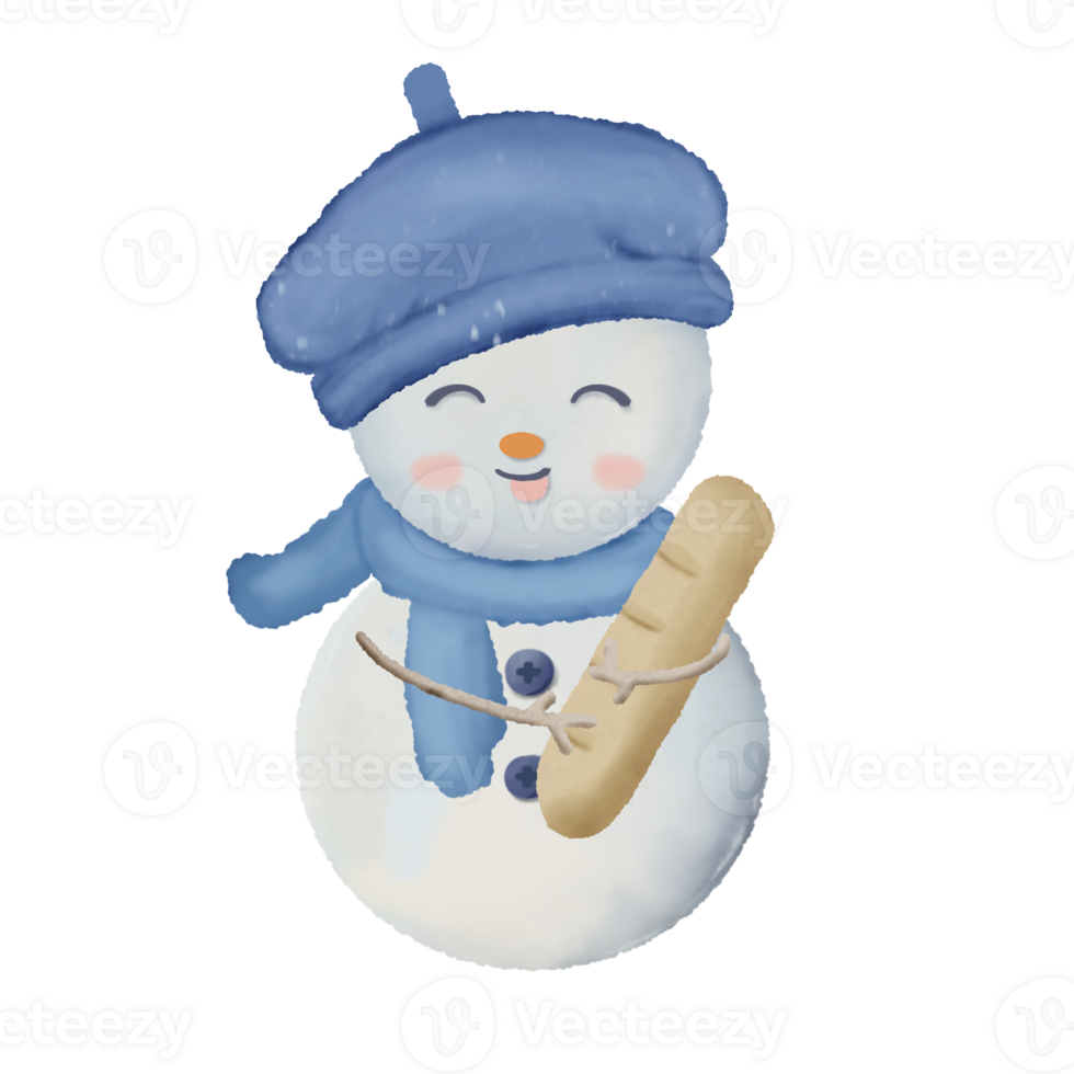 Snowman with different poses watercolor hand drawn illustration png