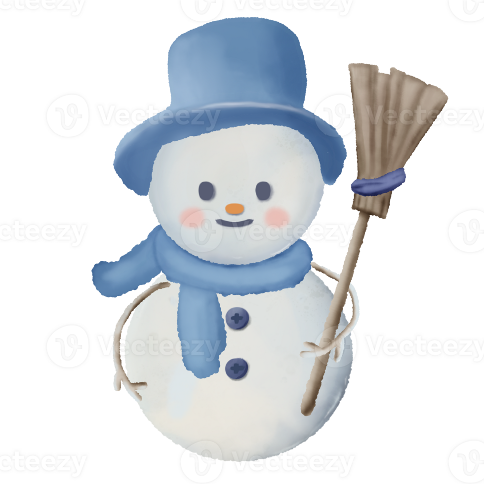 bonhomme de neige avec différent pose aquarelle main tiré illustration png