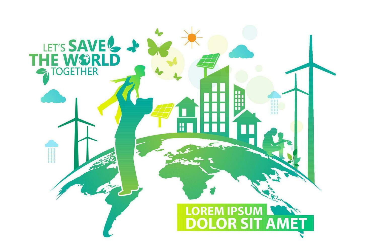 Ecology.Green cities help the world with eco-friendly concept ideas.vector illustration vector