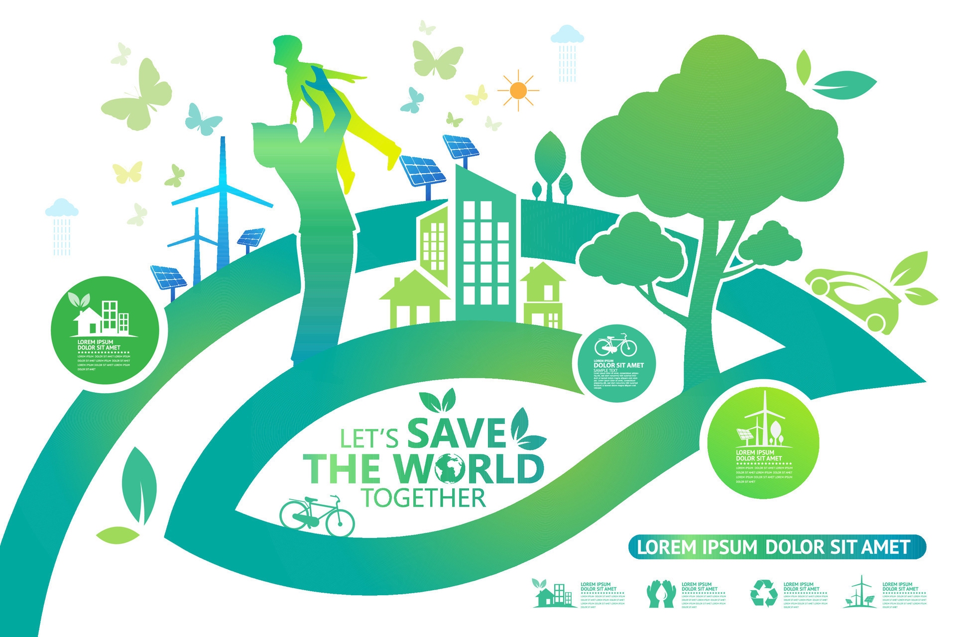 Ecology.Green cities help the world with eco-friendly concept ideas