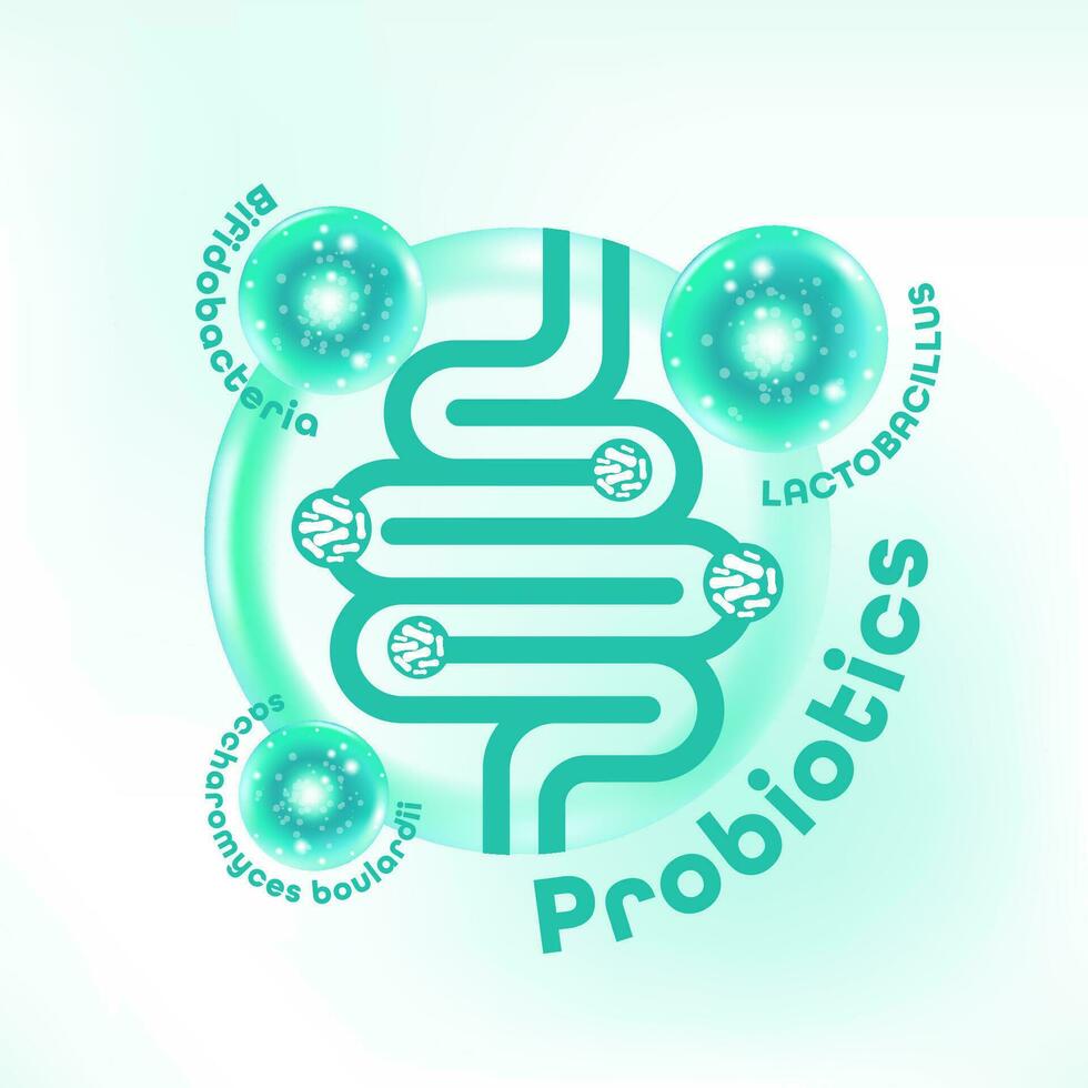 probiótico comidas bueno bacterias vector ilustración.