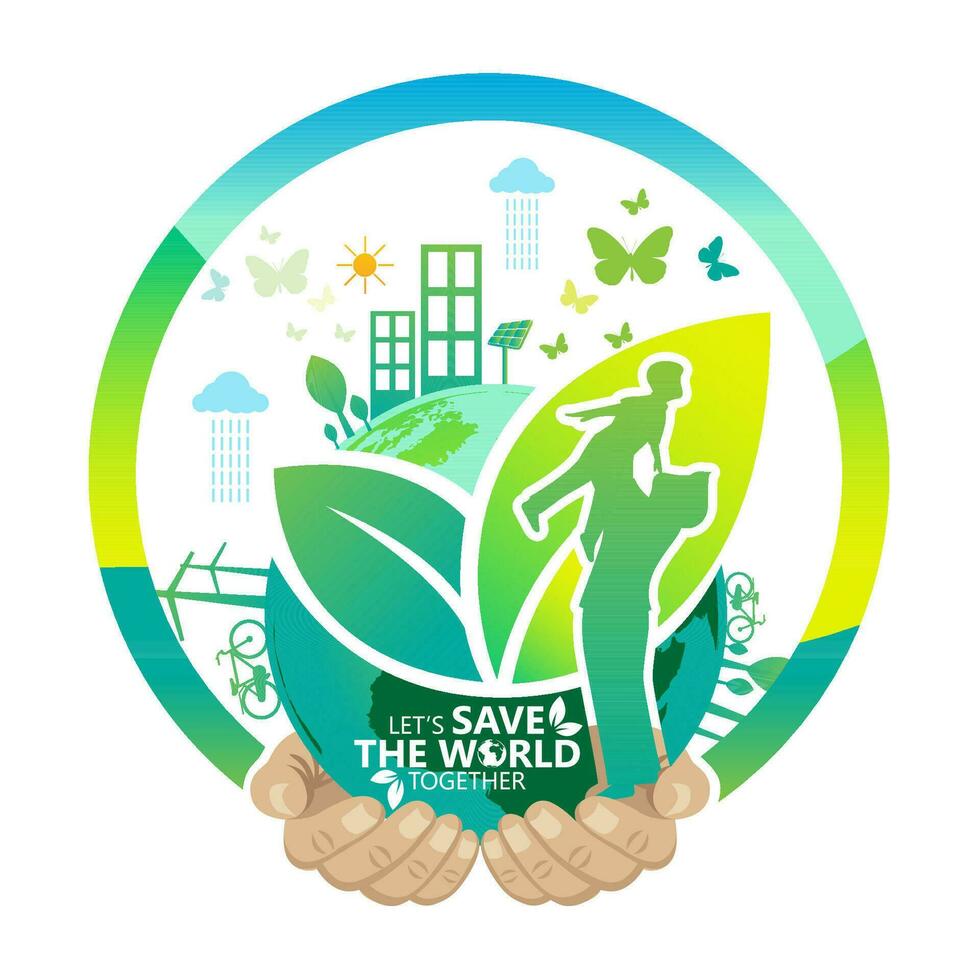 Ecology.Green cities help the world with eco-friendly concept ideas.vector illustration vector