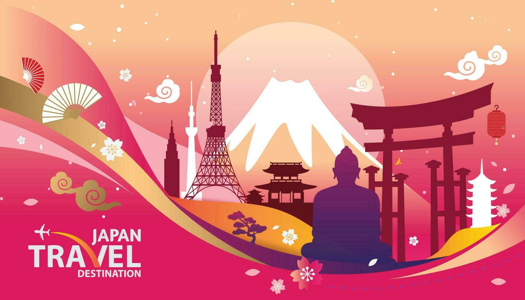 Japón viaje destino vector ilustración