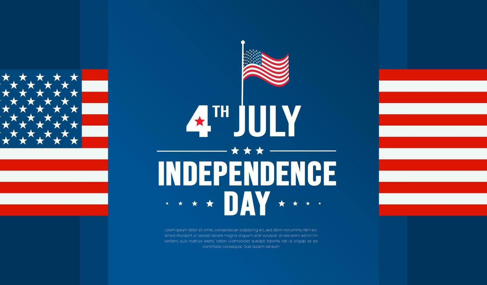 4th of July United States Independence Day celebration promotion advertising background, poster, card or banner template with American flag and typography. Independence day USA festive decoration. vector