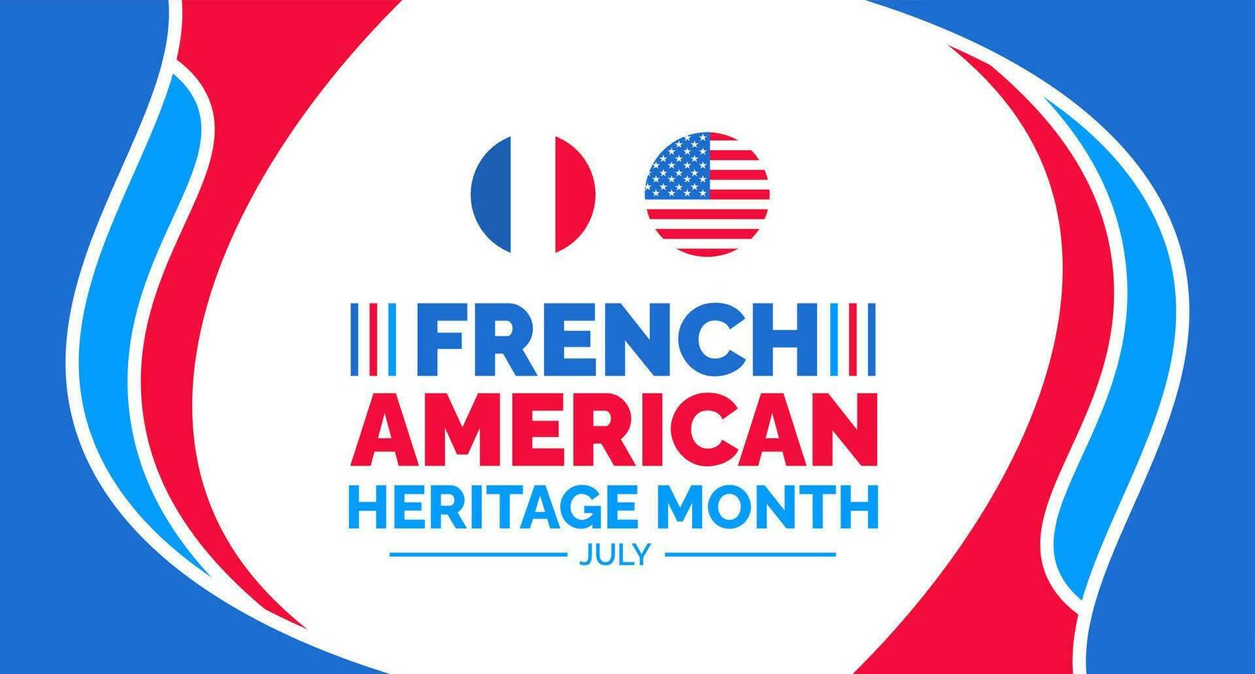 francés americano patrimonio mes fondo, bandera, fondo de pantalla, póster y tarjeta diseño modelo celebrado en julio. francés americano patrimonio mes moderno estándar color y único forma diseño. vector
