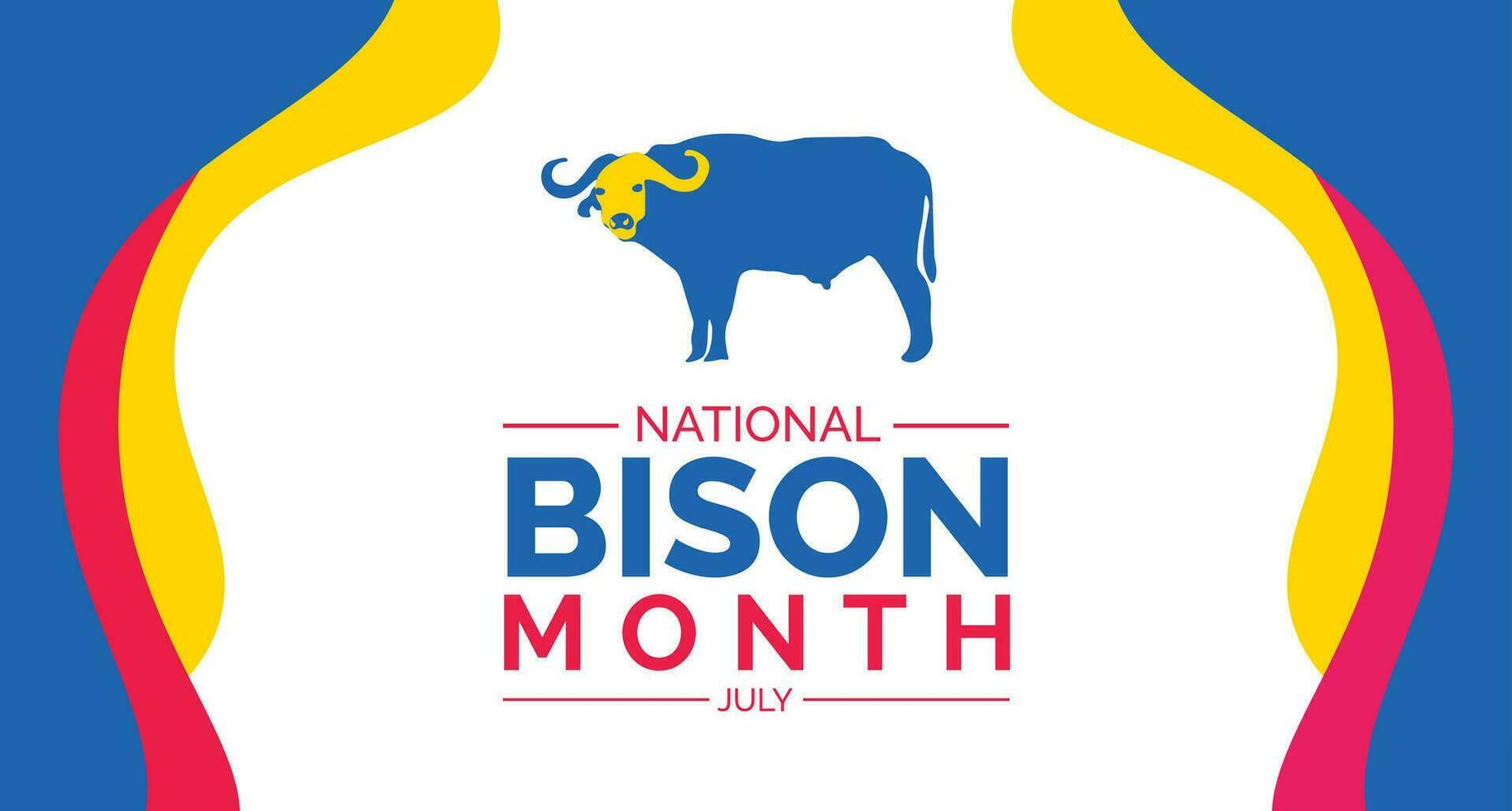 National Bison Month background, banner, poster and card design template celebrated in july. vector