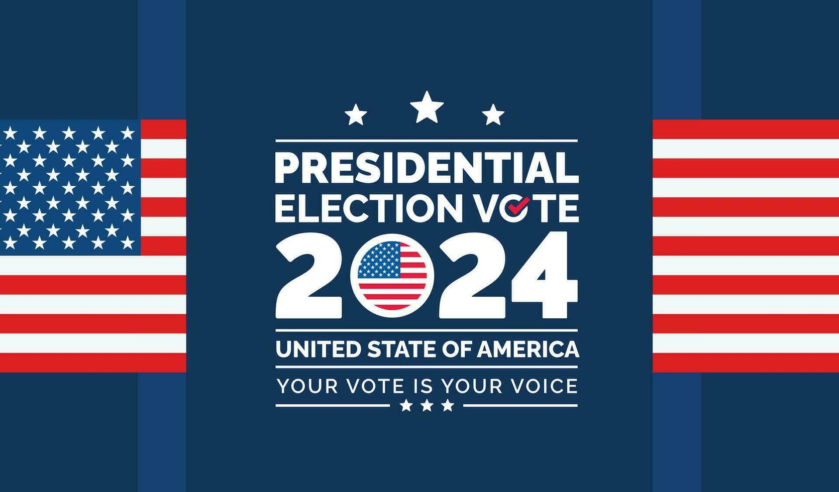 Estados Unidos 2024 presidencial elecciones evento bandera, fondo, tarjeta, póster diseño. presidencial elecciones 2024 bandera con americano colores diseño y tipografía. votar día, noviembre 5. nosotros elección. vector