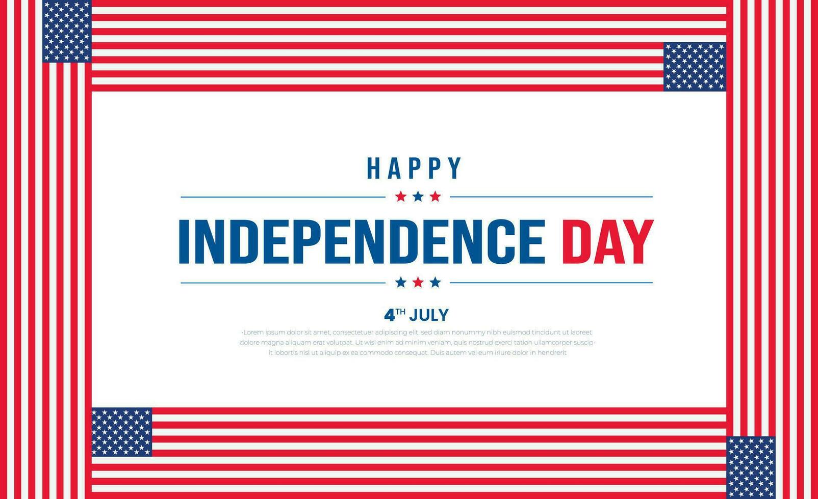 4th of July United States Independence Day celebration promotion advertising background, poster, card or banner template with American flag and typography. Independence day USA festive decoration. vector