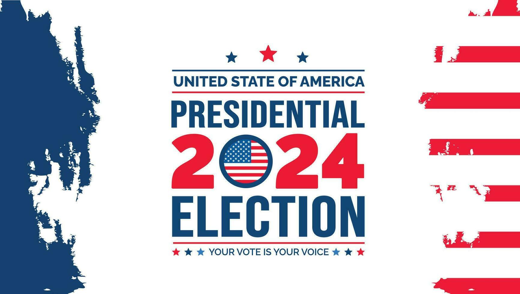 USA 2024 Presidential Elections Event Banner, background, card, poster design. Presidential Elections 2024 Banner with American colors design and typography. Vote day, November 5. US Election. vector