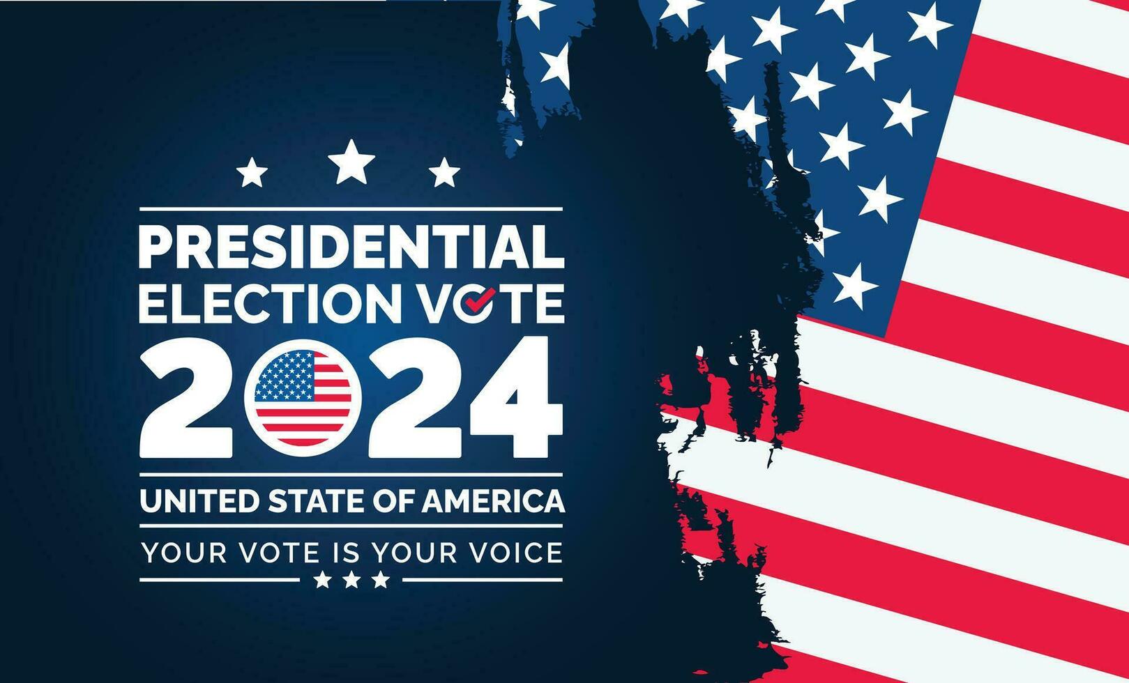 Estados Unidos 2024 presidencial elecciones evento bandera, fondo, tarjeta, póster diseño. presidencial elecciones 2024 bandera con americano colores diseño y tipografía. votar día, noviembre 5. nosotros elección. vector