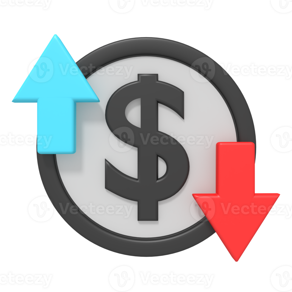 Investment fluctuation of 3d icon png