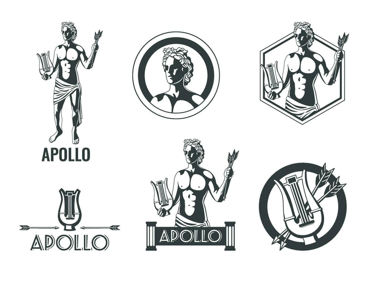 Apollo God Emblems Set vector