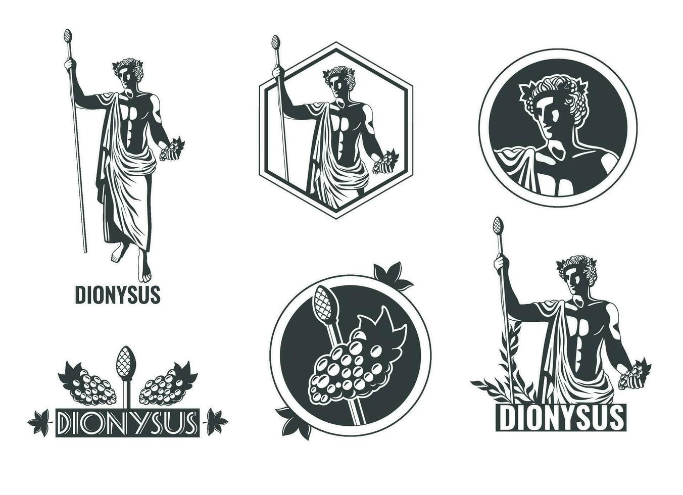 Dionysus God Emblems vector