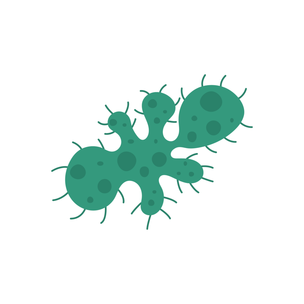 Flat Virus, germ and bacteria, microorganism type and super bug illustration. png
