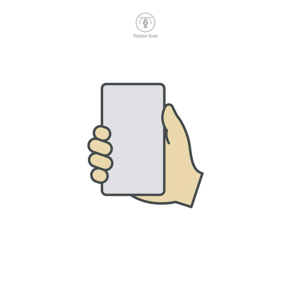 A vector illustration of a hand holding a smartphone icon, symbolizing connectivity, communication, or mobile technology. Perfect for app interfaces, digital interaction, or telephony