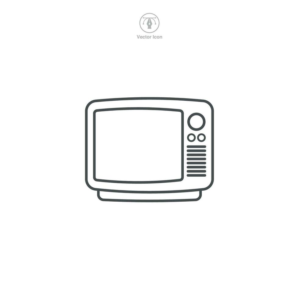 A vector illustration of a television icon, signifying entertainment, broadcasting, or media. Ideal for designating TV programs, channels, or news platforms