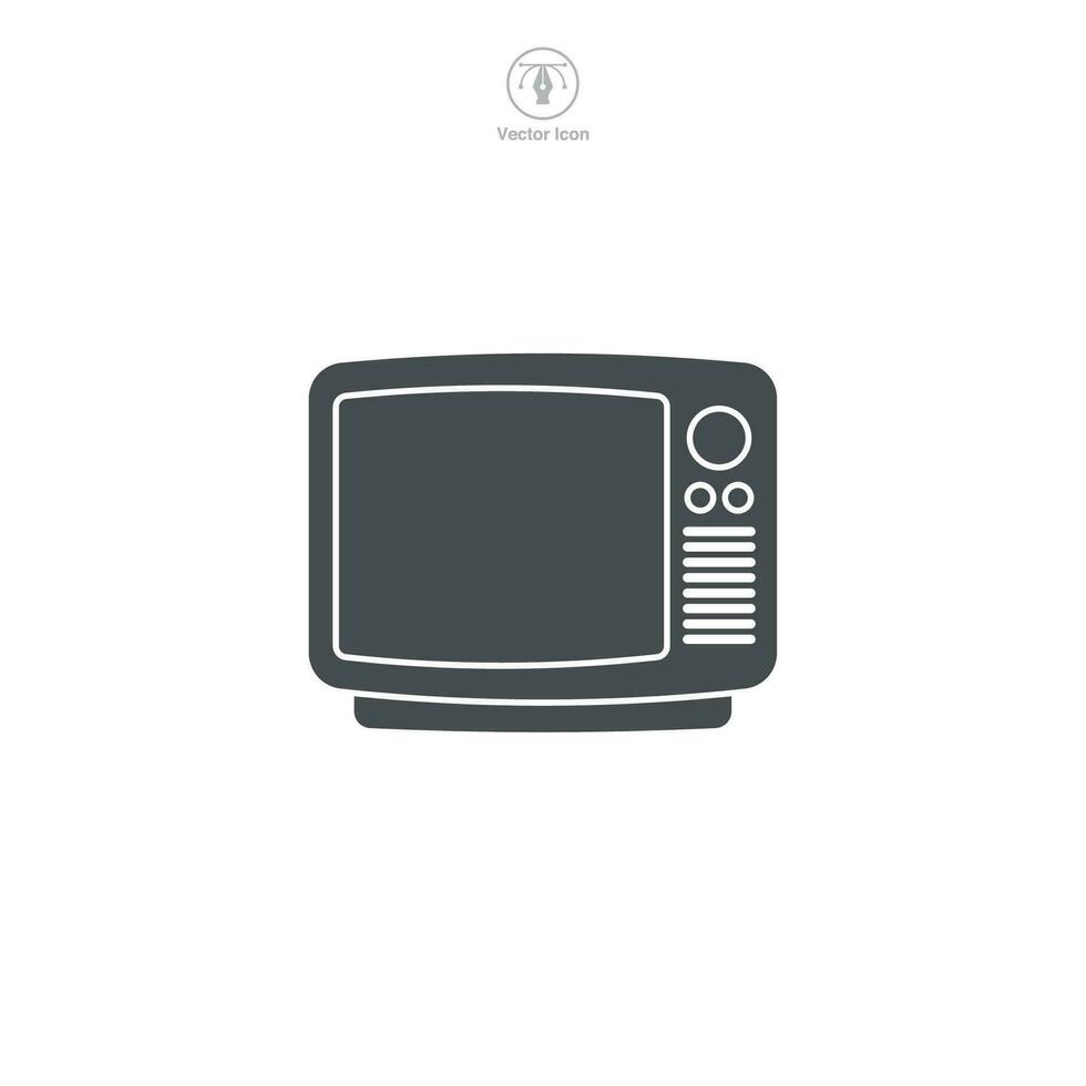 A vector illustration of a television icon, signifying entertainment, broadcasting, or media. Ideal for designating TV programs, channels, or news platforms