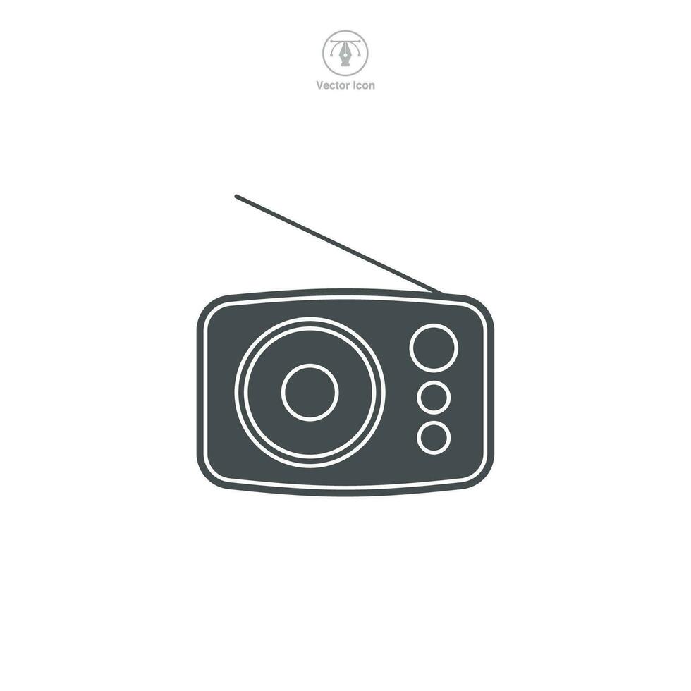 un vector ilustración de un radio icono, simbolizando transmisión, comunicación, o música. Perfecto para representando radio estaciones, noticias, o audio entretenimiento