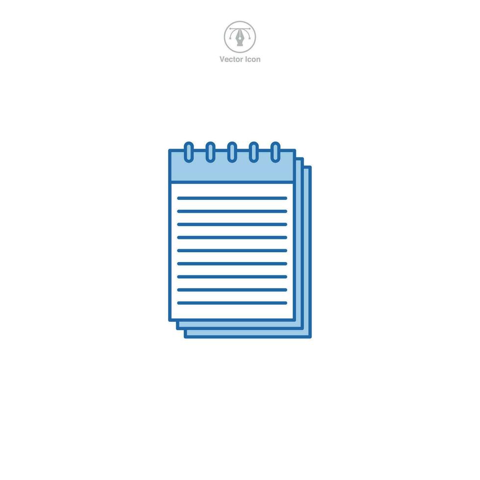 bloc icono, un limpiar y práctico vector ilustración de un bloc, representando Tomar nota, ideas, y recordatorios