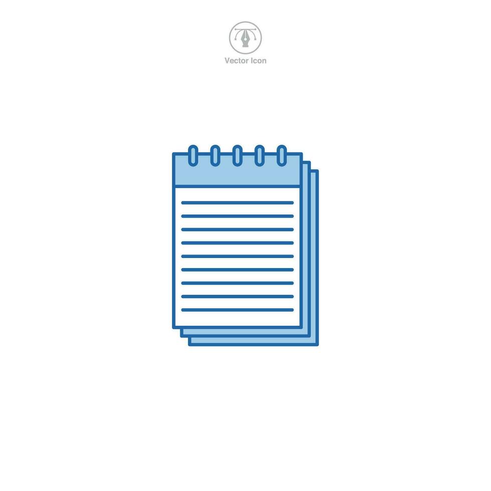 Notepad icon, A clean and practical vector illustration of a notepad, representing note-taking, ideas, and reminders.