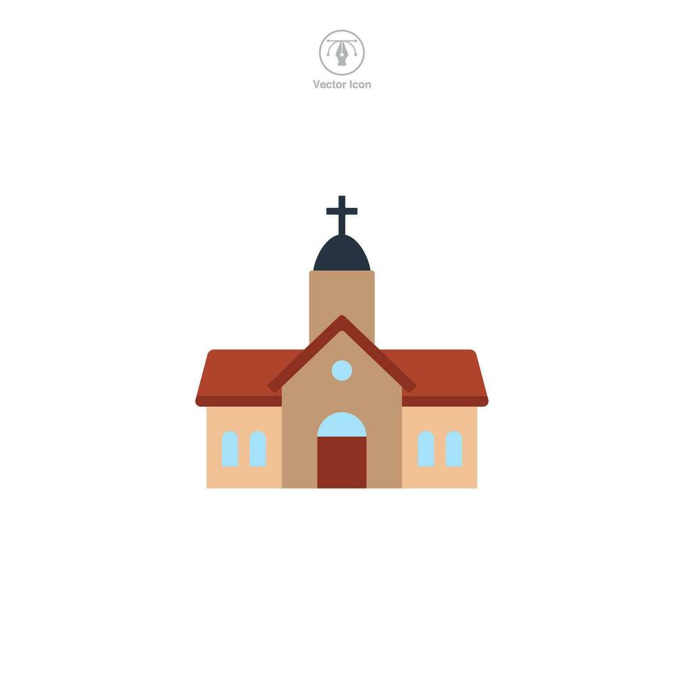 Church icon vector presents a stylized place of worship, symbolizing religion, spirituality, faith, prayer, and community gathering