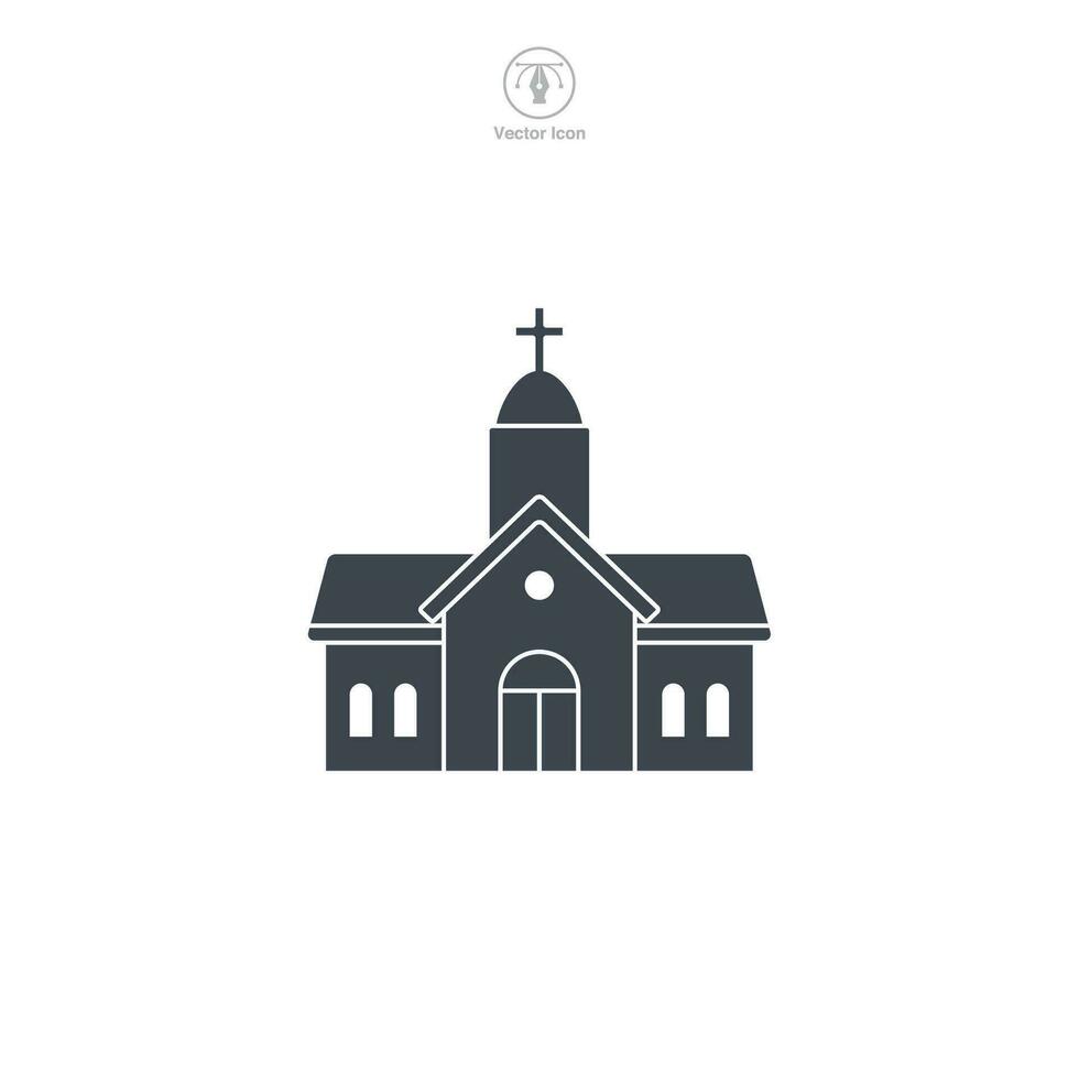 Church icon vector presents a stylized place of worship, symbolizing religion, spirituality, faith, prayer, and community gathering